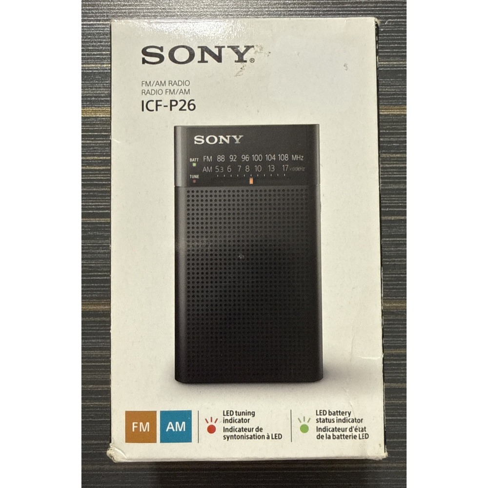 Sony ICF-P26 Portable Pocket FM/AM Radio Built-in Speaker - Tested Working GREAT
